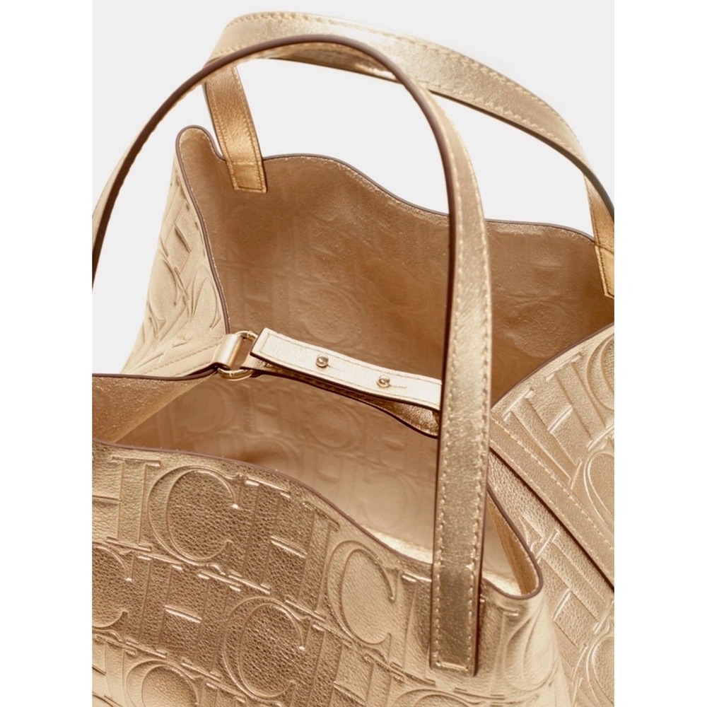 Authentic NWT gold monogram leather Carolina Herrera Matryoshka M medium handbag - Picture 7 of 12